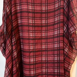 Red Plaid Sheer Scarf